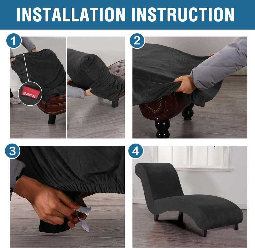 H.VERSAILTEX Chaise Lounge Cover Indoor Velvet Chaise Slipcover High Stretch ...