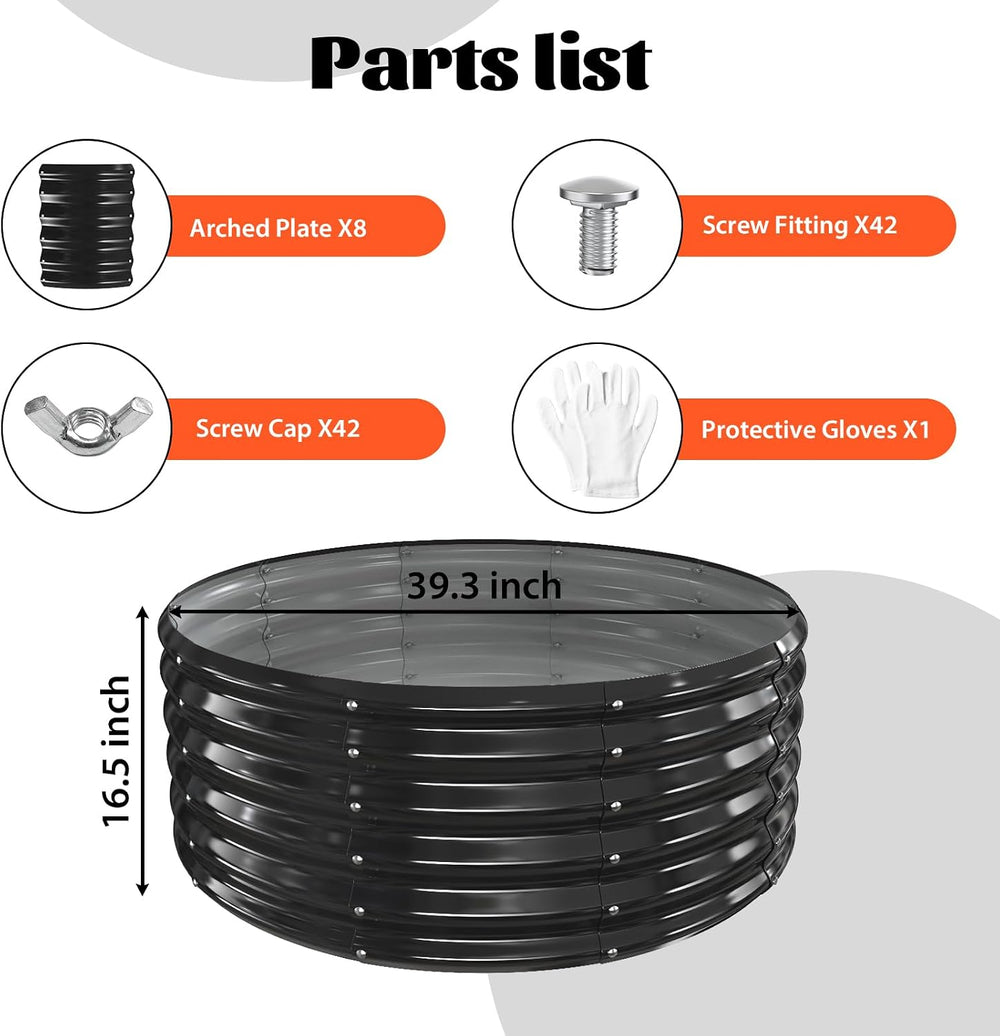 17In Tall 40 Inch Diameter Round Galvanized Fire Pit Ring/Fire Ring Black