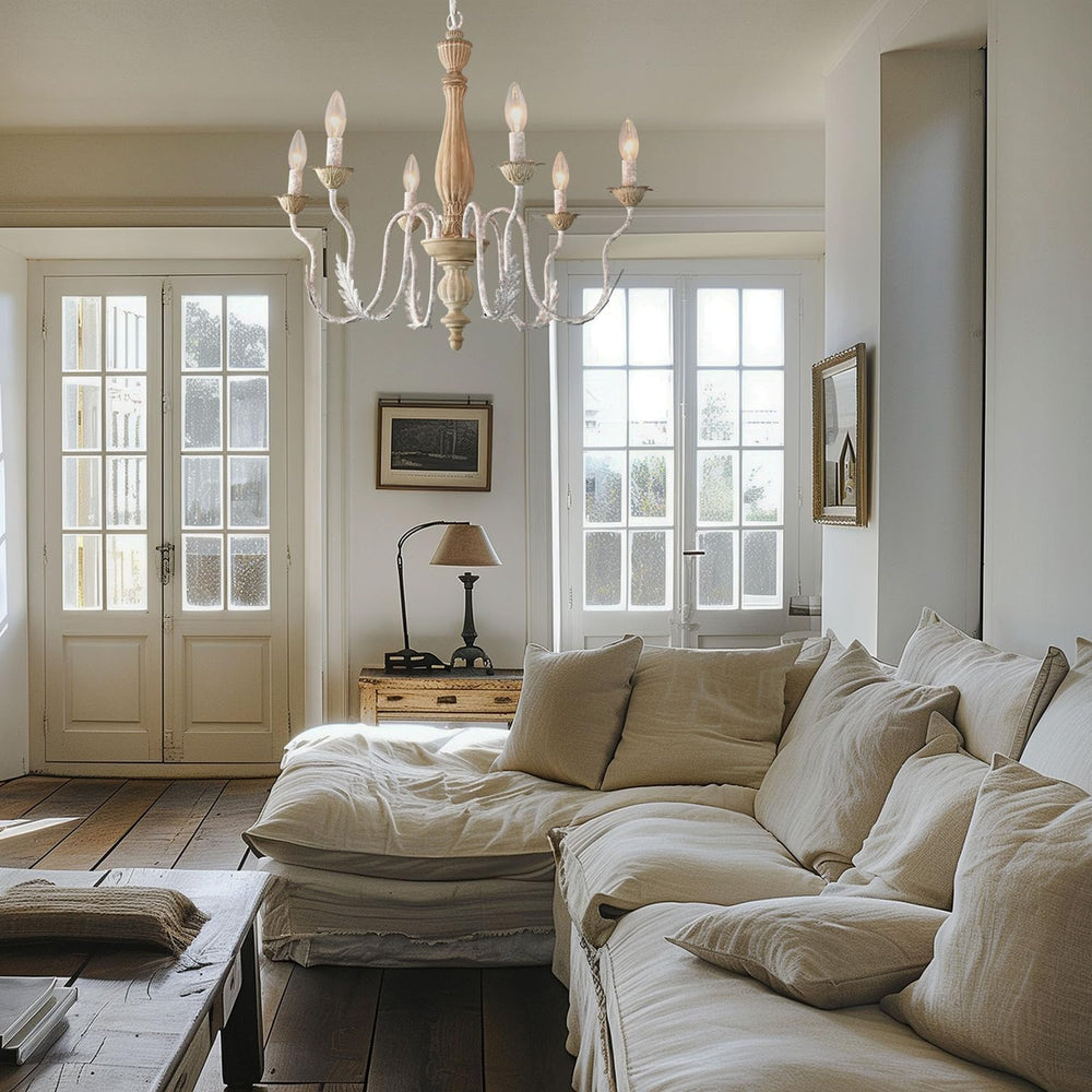 6-Light French Country Chandelier for Dining Room