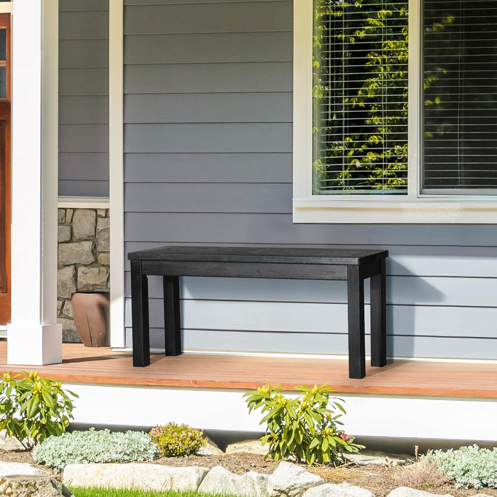 VINGLI Outdoor Wooden Bench, 40” Porch Bench Outdoor Backless Garden Bench, S...