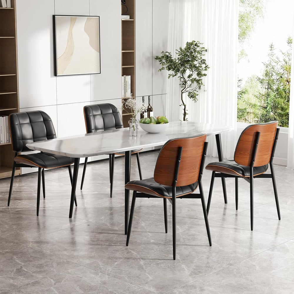 Dining Chairs Set of 2, Mid Century Modern Dining Room Chair, Upholstered Fau...