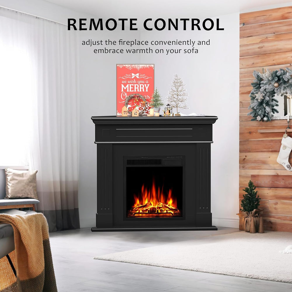 44" Corner Electric Fireplace with Mantel Package Freestanding Fireplace...