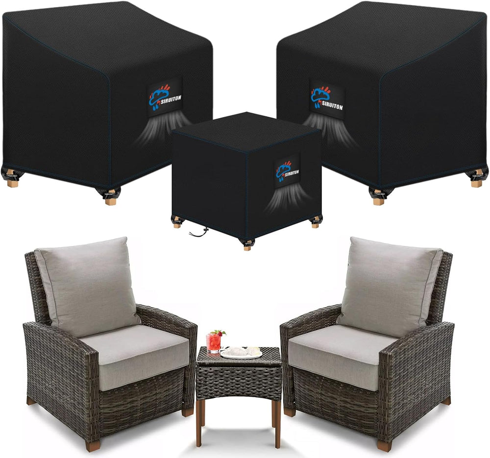 SIRUITON 3 Piece Outdoor Veranda Patio Garden Furniture Cover Set with 420D D...