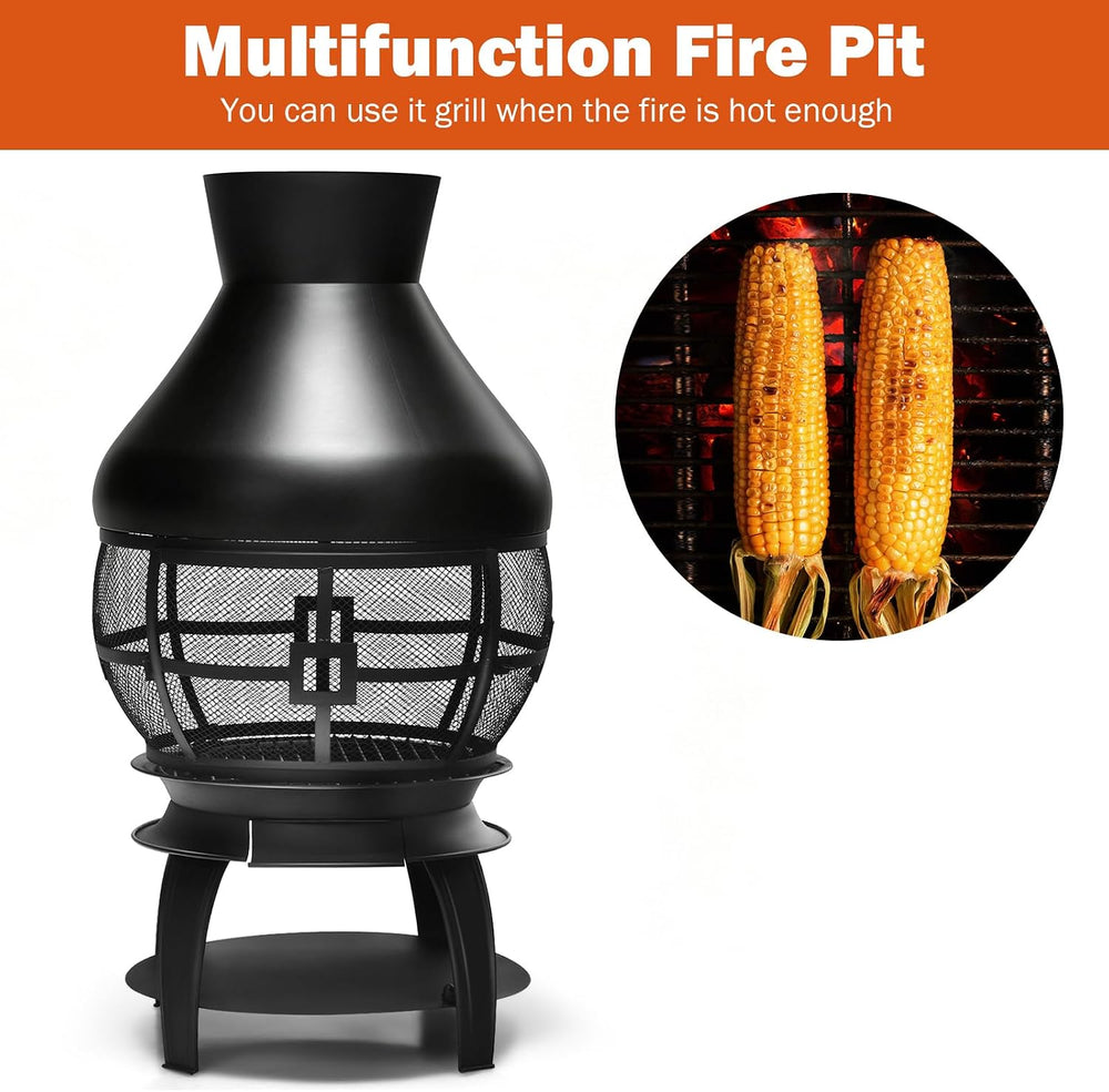Giantex Wood Burning Chiminea, Heavy Duty Fireplace Chiminea for Patio