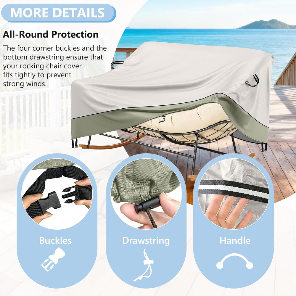 COSHNIBI Outdoor Papasan Rocking Chair Cover,Heavy Duty Waterproof Rocker Cov...