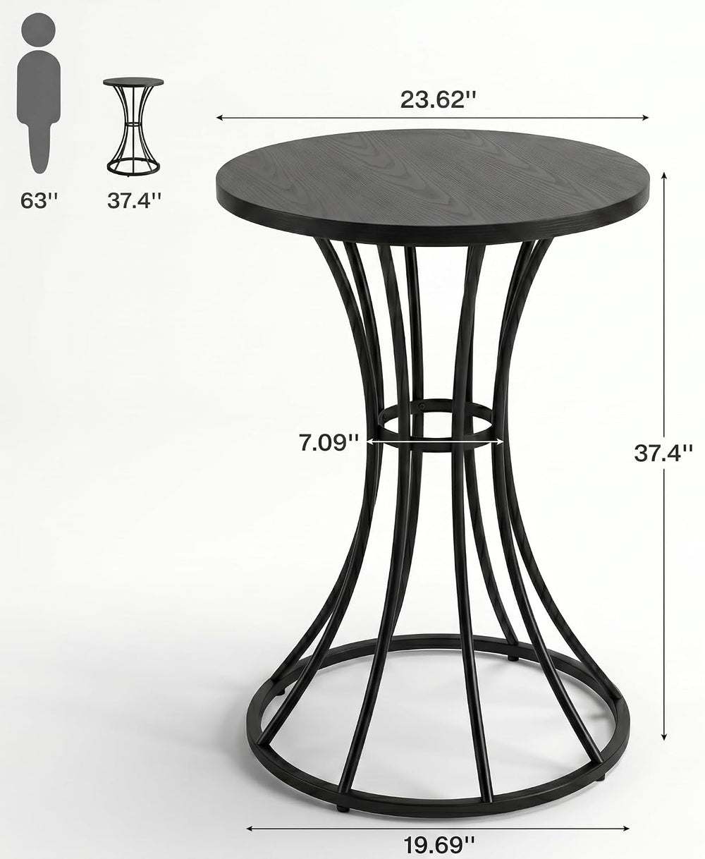 Tribesigns 37.4" H Bar Table, Round Bar Table with Curved Metal Base, Hi...