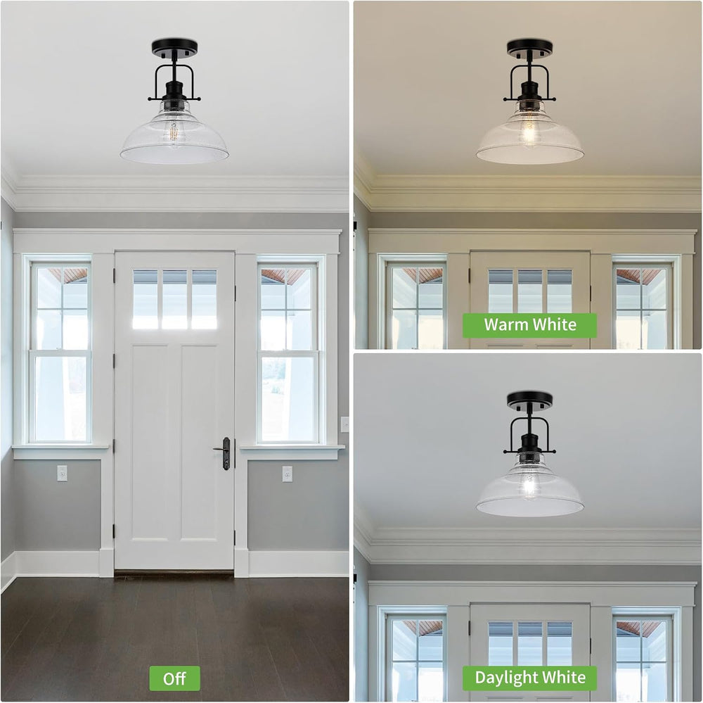 WILON Black Semi Flush Mount Ceiling Lights, Kitchen Lighting Fixtures with S...