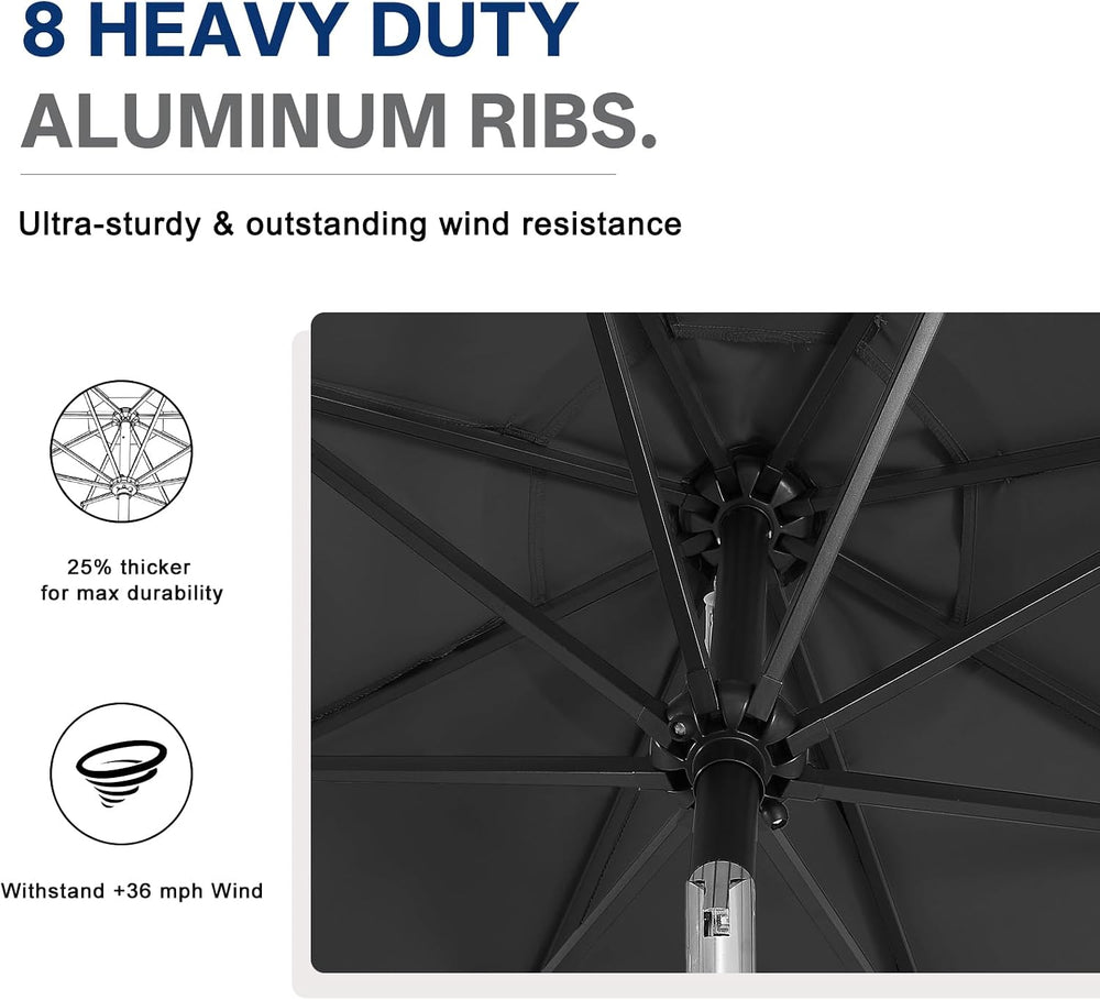 ABCCANOPY Durable Solar Led Patio Umbrellas with 32LED Lights 9FT (Dark Gray)