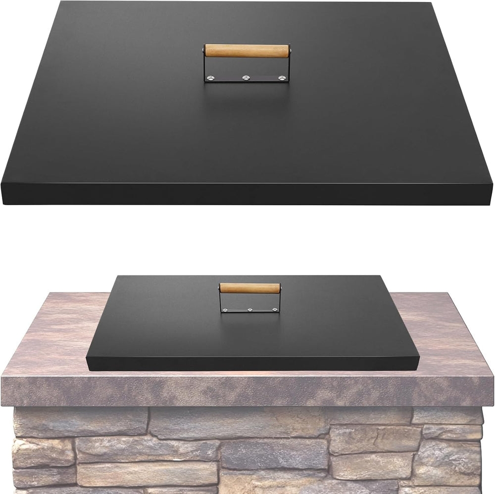 Fire Pit Lid Square 28", Heat Resistant Metal Firepit Cover