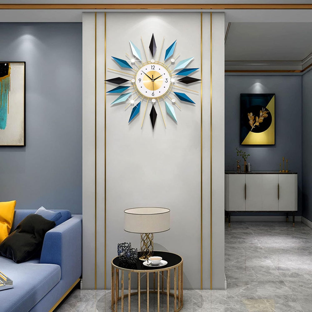 Large Wall Clock Modern Decorative Wall Clocks Silent Non-Ticking Bling Big C...