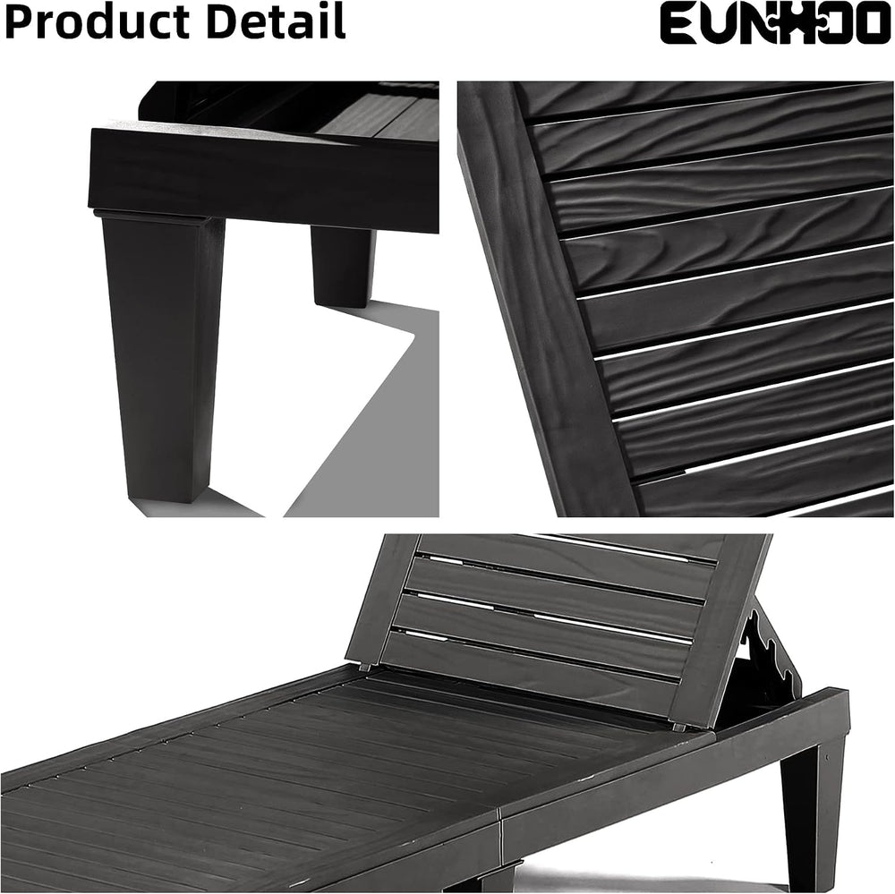 EUNHOO Chaise Lounge Outdoor Set of 4,Adjustable Pool Lounge Chair with 5 Pos...