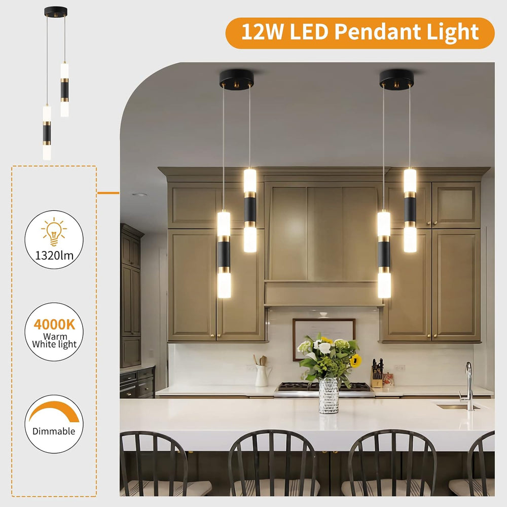 2-Light Pendant Lights Kitchen Island Dimmable LED Modern Mini Pendant Light,...