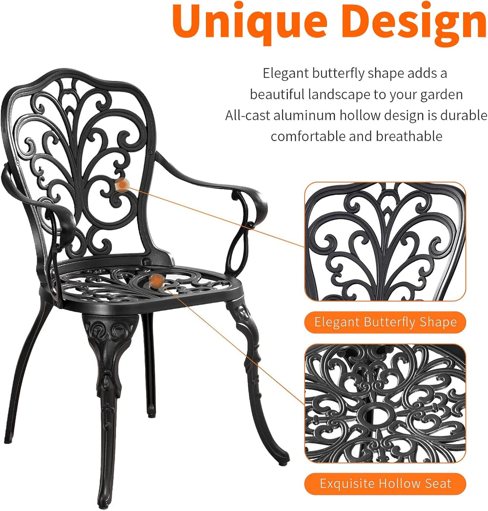 Bistro Set 3 Piece Outdoor, Bistro Table and Chairs Set of 2, All Weather Pat...