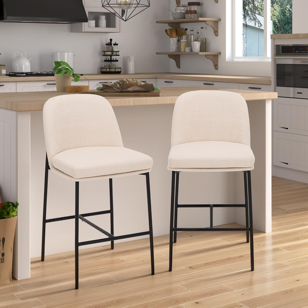 COLAMY Counter Height Bar Stools Set of 2, 25 Inch Modern Fabric Kitchen Isla...