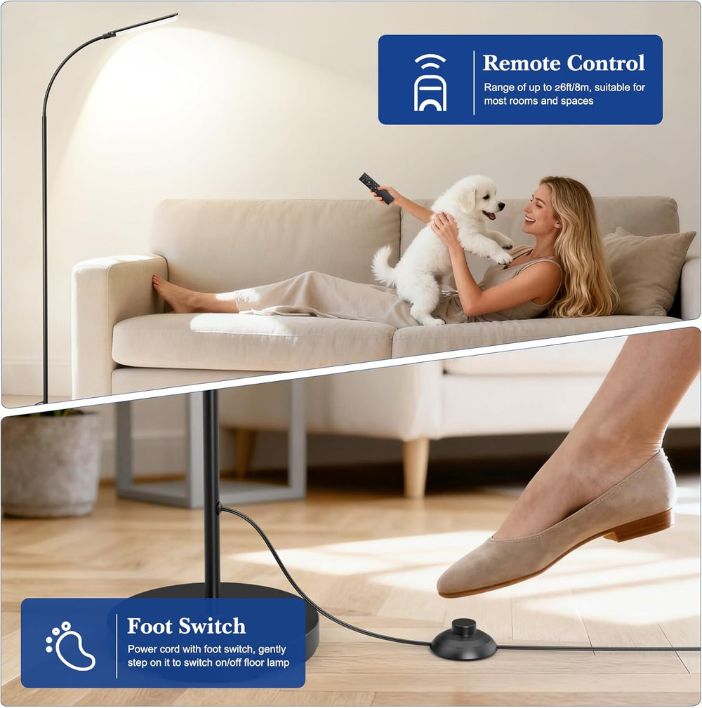 Floor Lamp, LED Floor Lamp with Remote Control Foot Switch for Living Room, S...