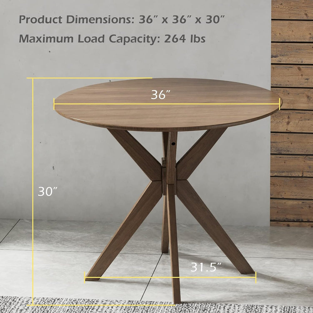Tangkula 36" Round Dining Table, Mid-Century Modern Kitchen Table with R...