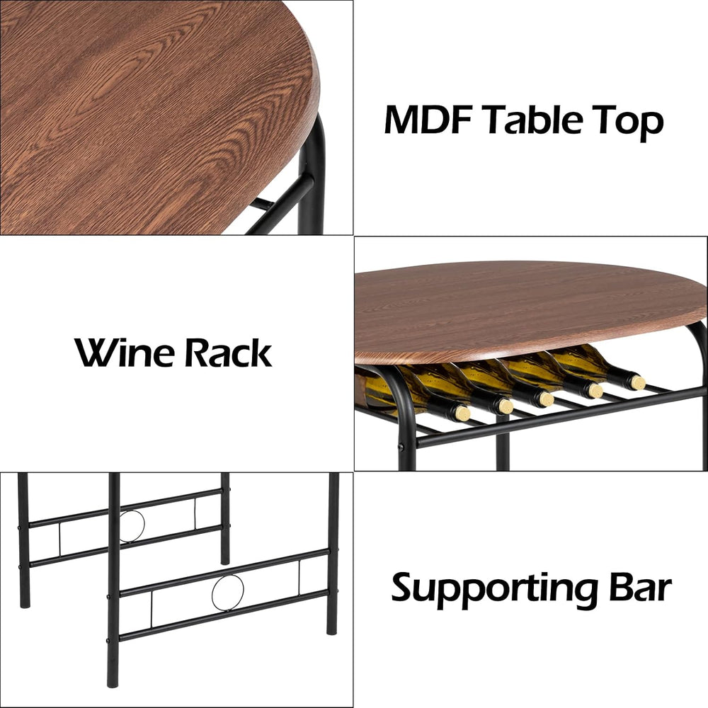 VINGLI 3 Piece Dining Set,Small Kitchen Table Set for 2,Breakfast Table Set f...