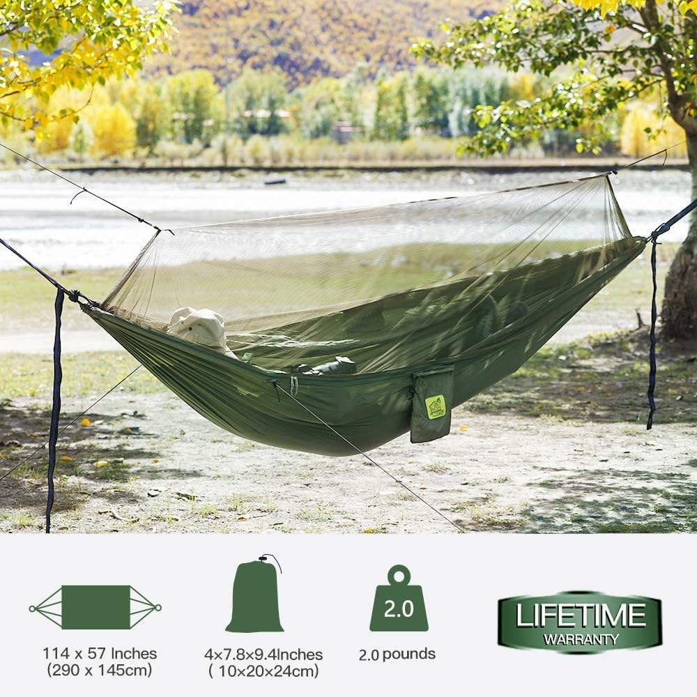 Miztli Camping Hammock with Net and Rain Fly, Portable Lightweight Outdoor Ha...