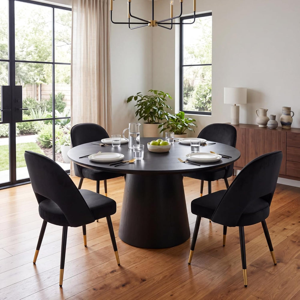 DUOMAY Modern Dining Chair Set of 6 with Open Back, Velvet Upholstered Armles...