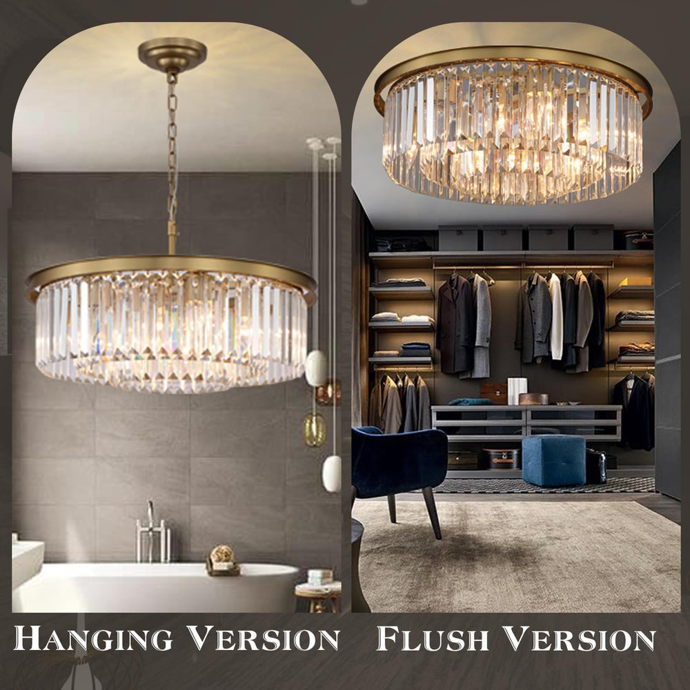 Modern 8-Light Crystal Chandelier, 20 Inch Copper