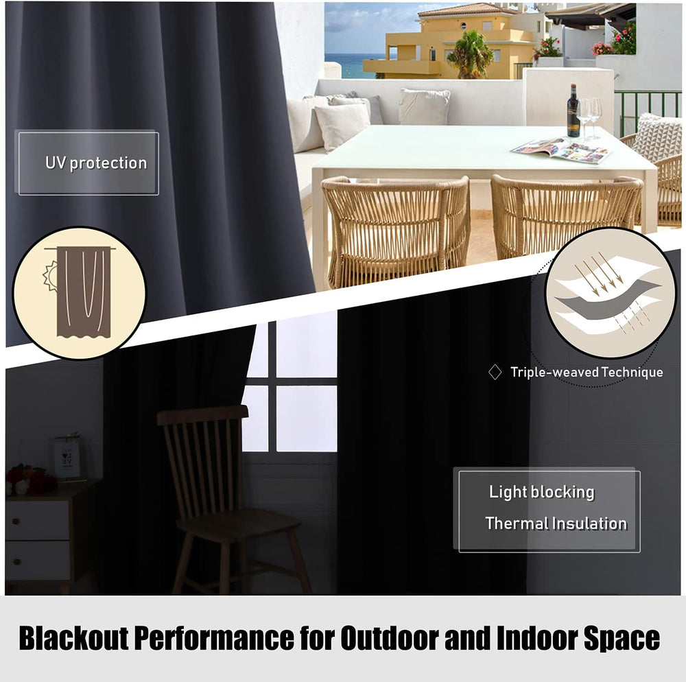 BONZER Waterproof Indoor/Outdoor Curtains for Patio Thermal Insulated