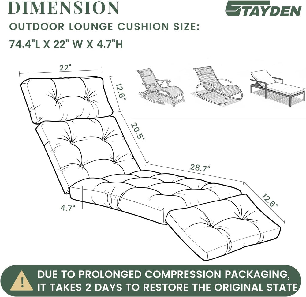 Outdoor Lounge Chair Cushions, Chaise Lounge Chair Cushions Replacement for P...