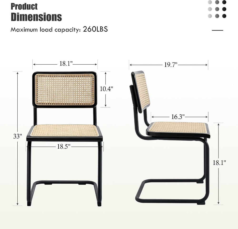 Flouki Rattan Dining Chairs Set of 4, Boho Accent Chairs for Kitchen Room wit...