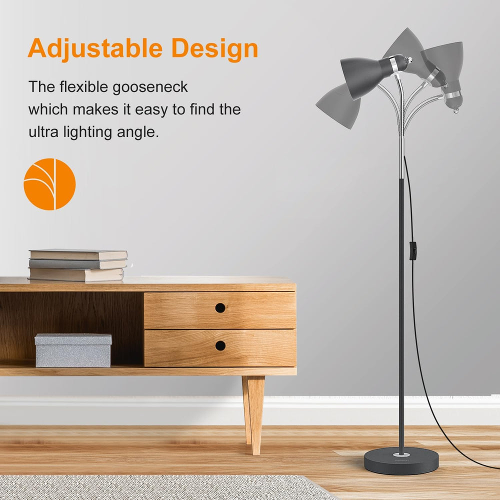 LEPOWER Floor Lamp, Metal Standing Lamp with Adjustable Gooseneck for Dorm