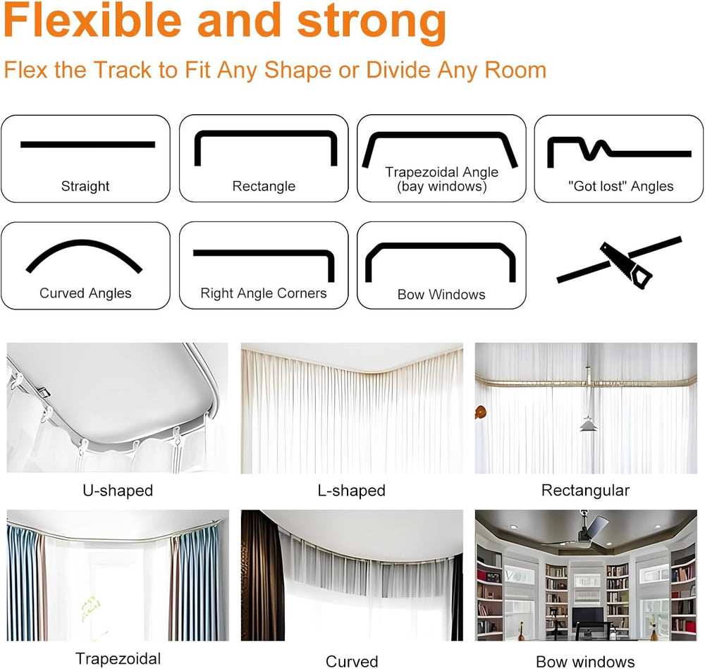 Room Divider Curtains Flexible Ceiling Tracks Set Curtain Track Ceiling Mount...