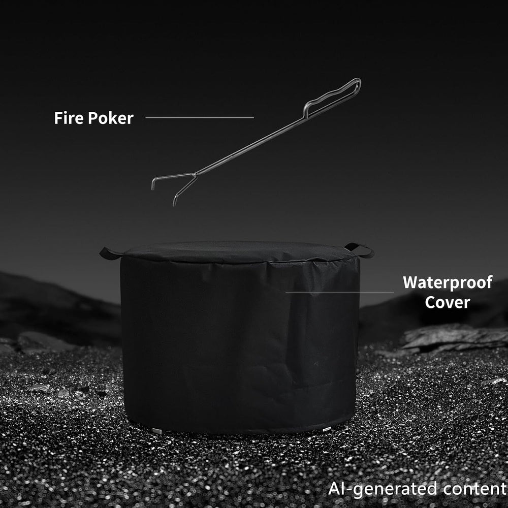 27 inch Smokeless Fire Pit with Waterproof Cover & Fire Poker