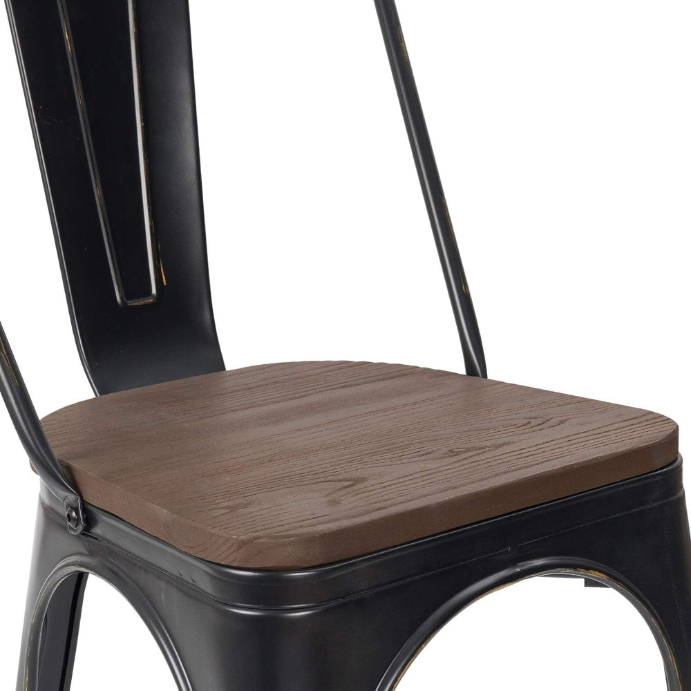 JUMMICO Metal Dining Chair Stackable Industrial Vintage Kitchen Chairs Indoor...