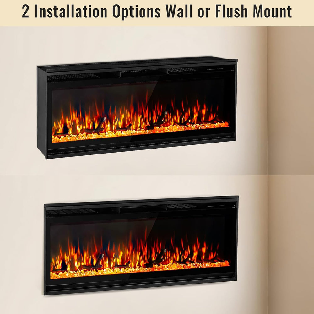 TUAN 60 Inch Electric Fireplace,Ultra-Thin Electric Fireplace Inserts,Recesse...