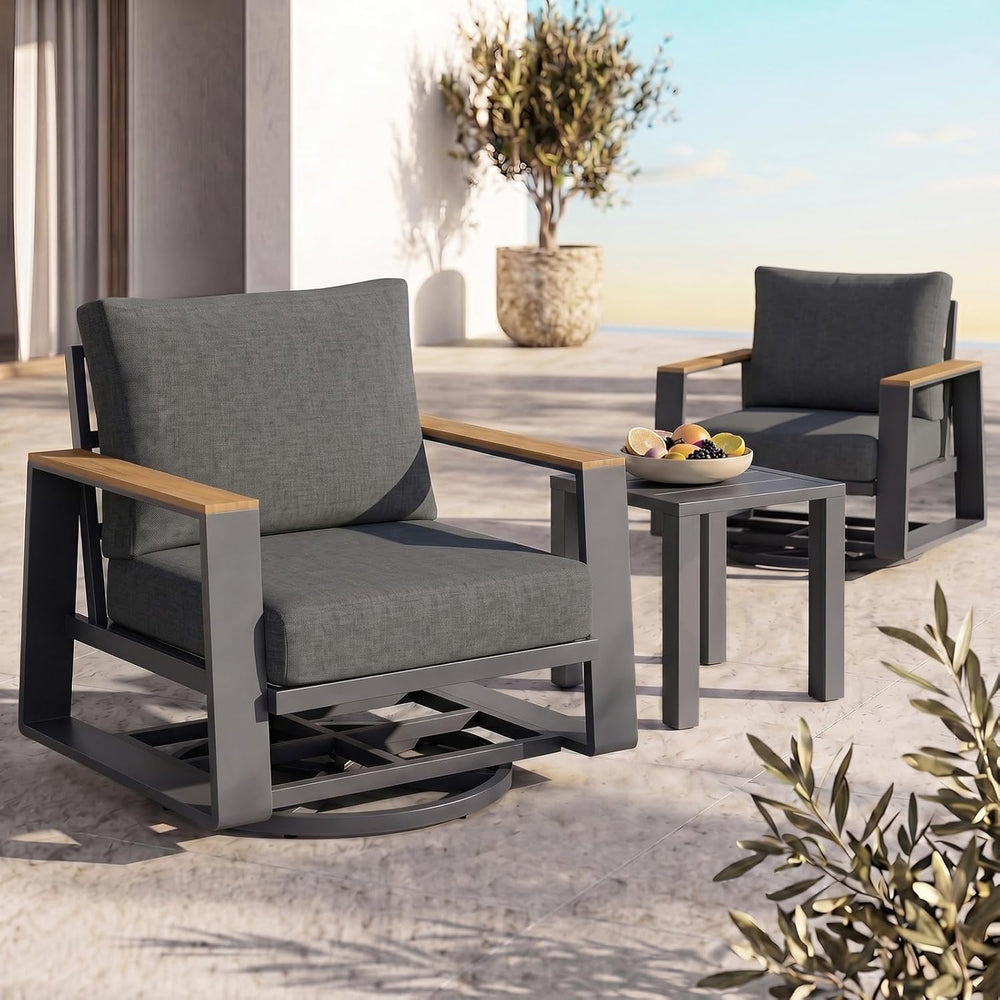 Vexwalx Aluminum Luxury Outdoor Swivel Patio Chairs with Table Set, Oversized...