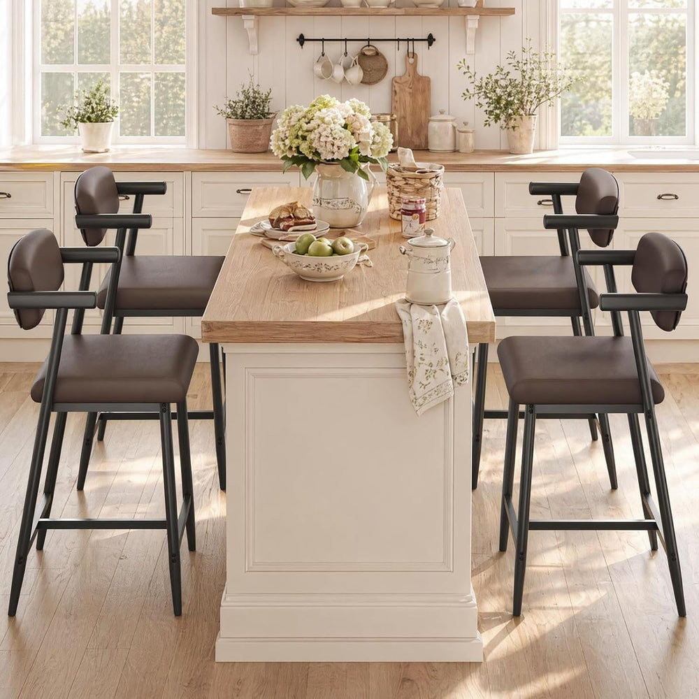 Garvee Bar Stools Set of 2 with Arms & Footrest, 2 Pcs Metal Modern Count...