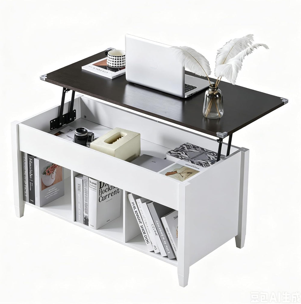 Bonnlo Lift Top Coffee Table, Wood Coffee Table with Lifting Tabletop, Hidden...