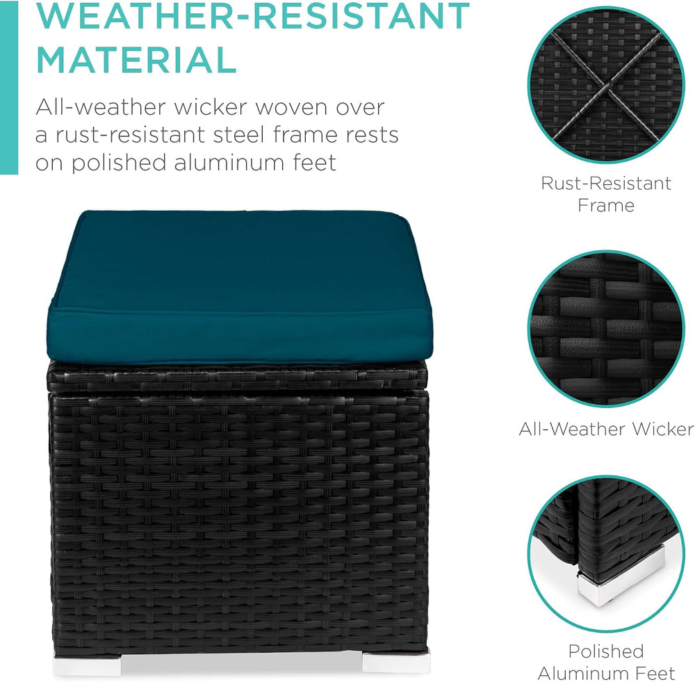 Best Choice Products Set of 2 Wicker Ottomans, Multipurpose Outdoor Furniture...