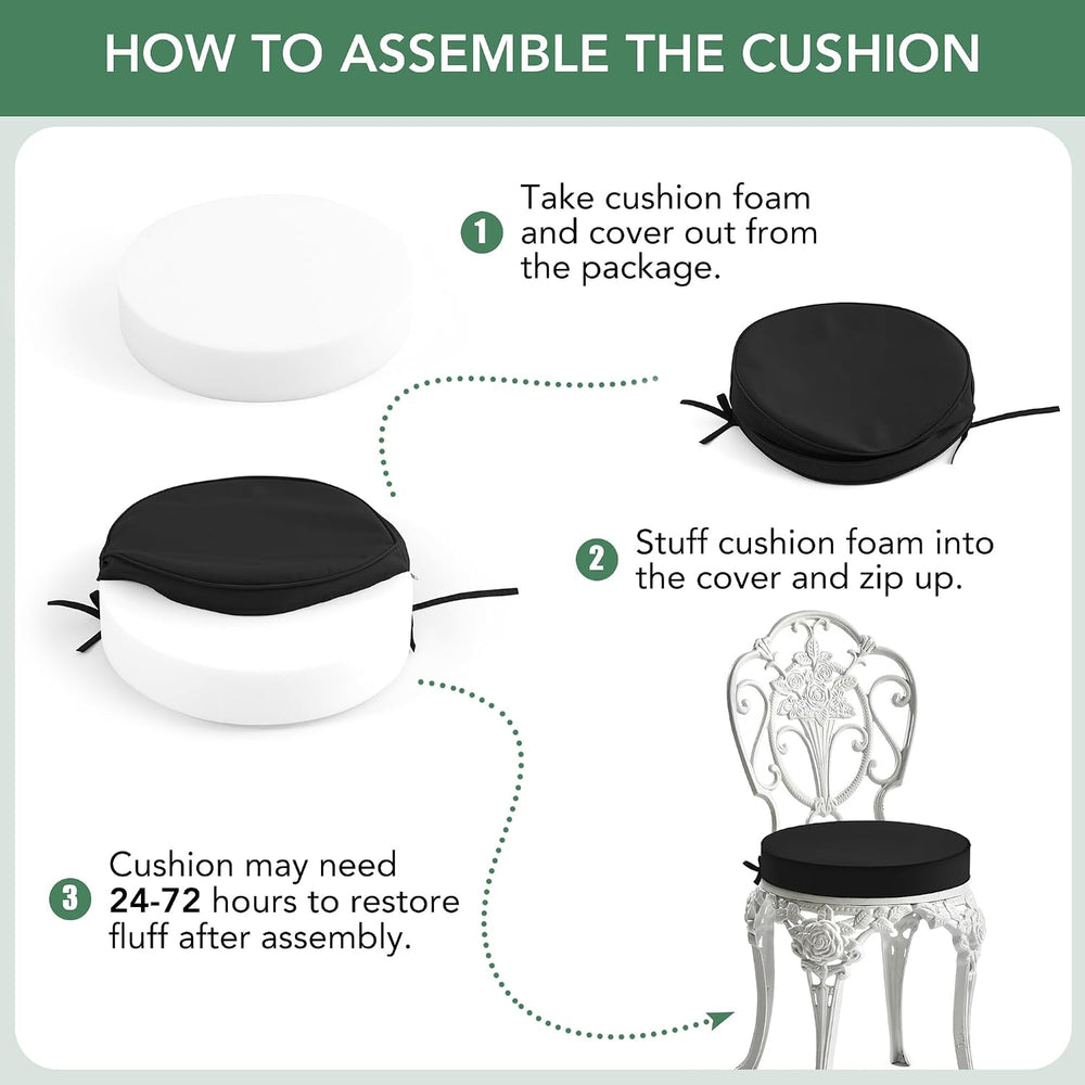 Summsun Outdoor Bistro Chair Cushions Set of 2, 15" D x 3" H Round ...