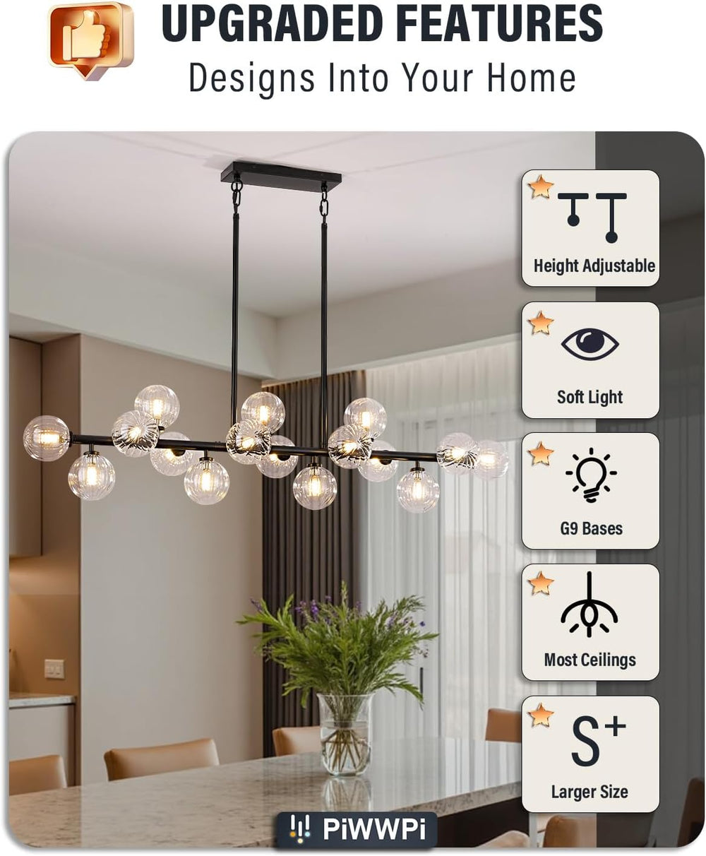 Large Linear Chandeliers for Dining Room Kitchen Island, 55" Long Light ...
