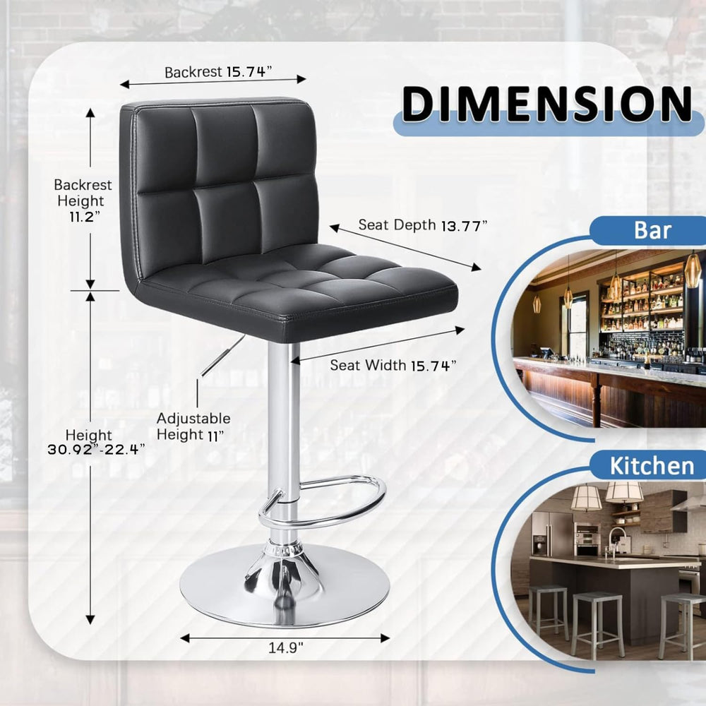 Homall Bar Stools Modern PU Leather Adjustable Swivel Barstools, Armless Hydr...