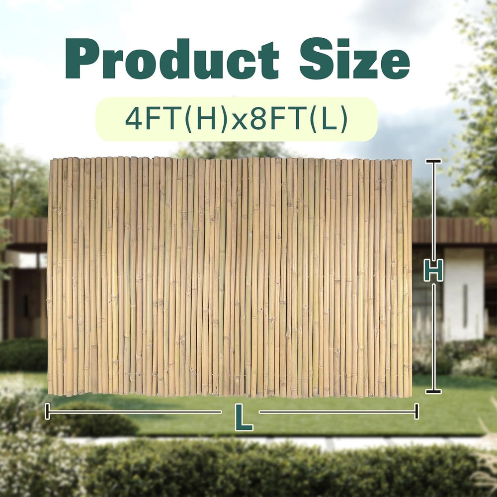 Bamboo Fence 4ft H x 8ft L x 0.7In D, Eco-Friendly Privacy Fence for Outdoor ...