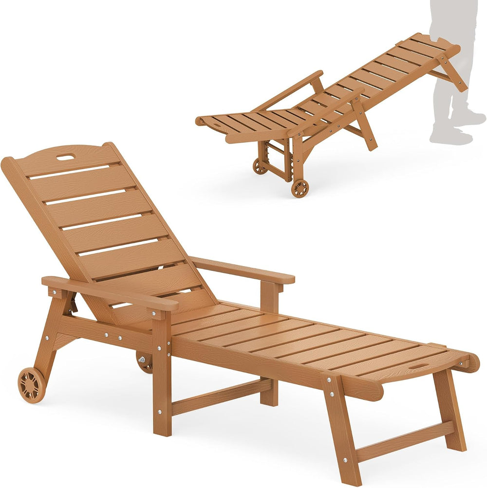 LUE BONA Outdoor Chaise Lounge, 5‑Position, Teak Color