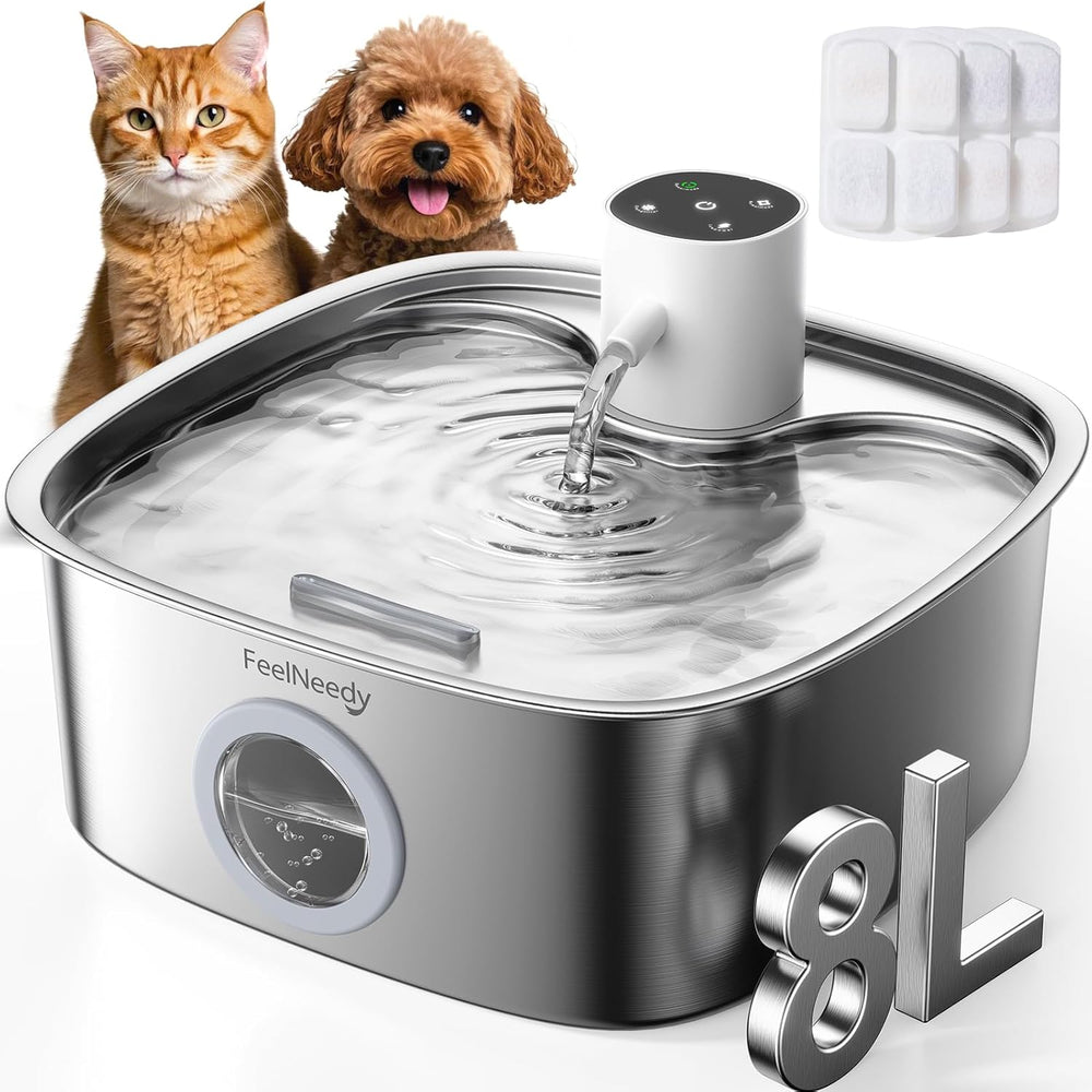 Cordless Wider Tray Dog Water Fountain, 5000mAh Battery Operated Dog Water Bo...