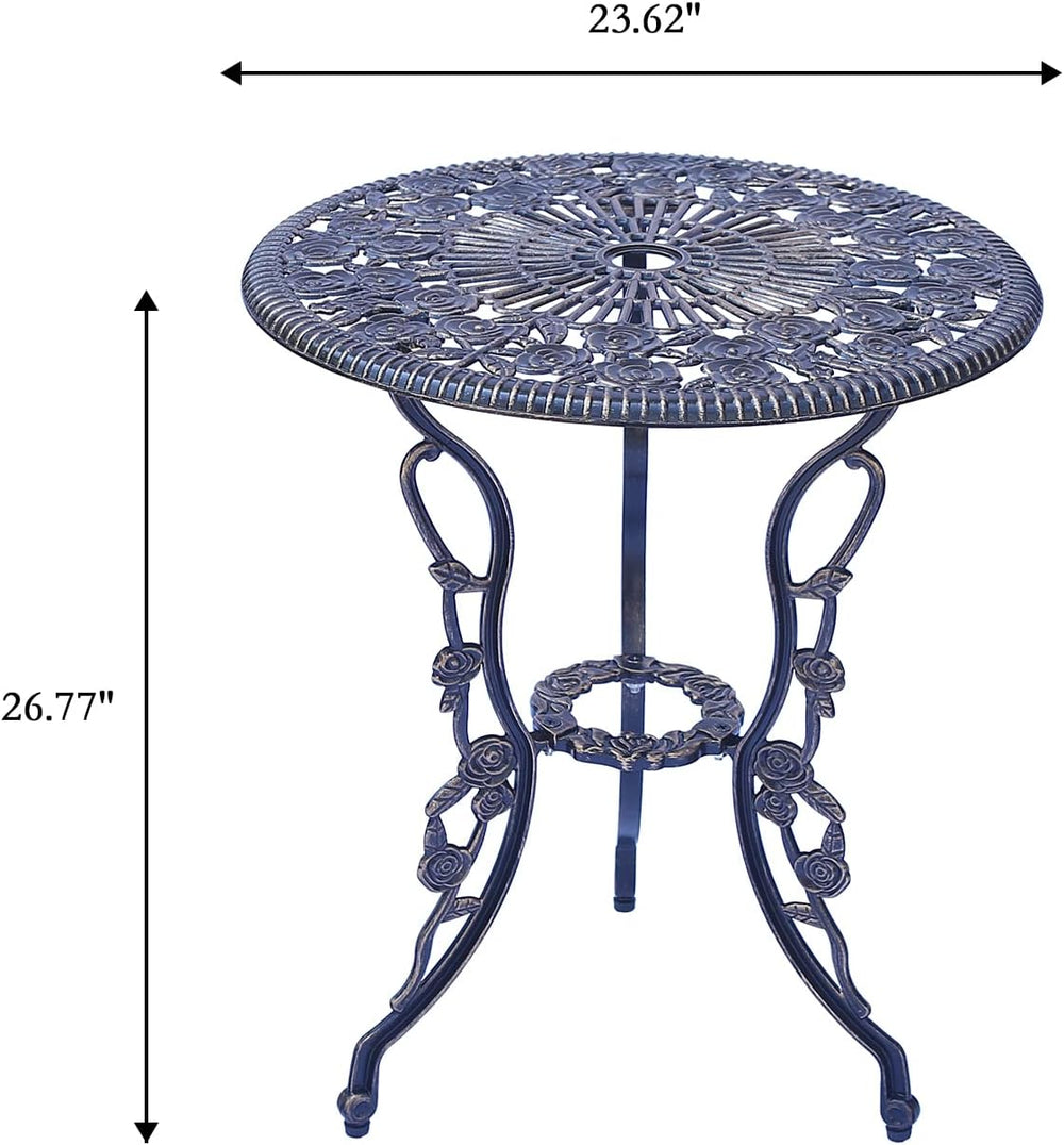 Mandolin Copper Rose Cast Aluminum 5 Piece Patio Dining Bistro Set