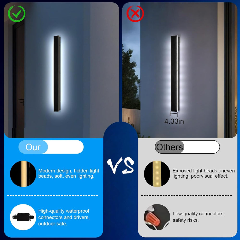 Modern Outdoor Lights - 47.3inch Outdoor Exterior Linear Sconce Black Patio W...