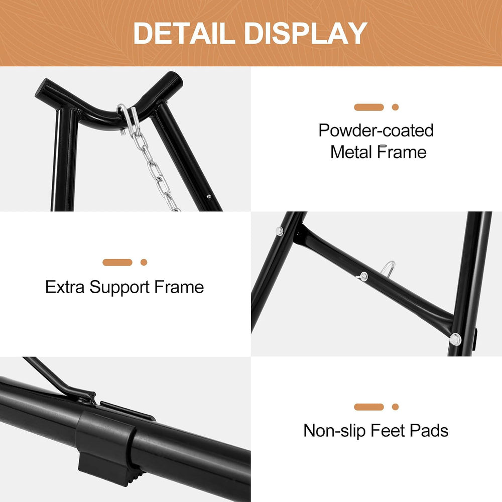 Homgava Universal 2-Person Hammock Stand, 660LBS Capacity,Black