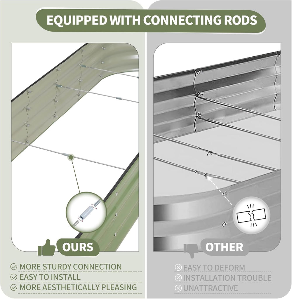 Galvanized Raised Garden Bed Outdoor- 8x2x1FT Planter Box, Green