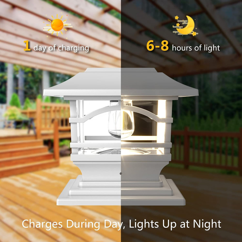 Davinci Lighting Edison Solar Outdoor Post Cap Lights - 4x4 5x5 6x6 - Bright ...