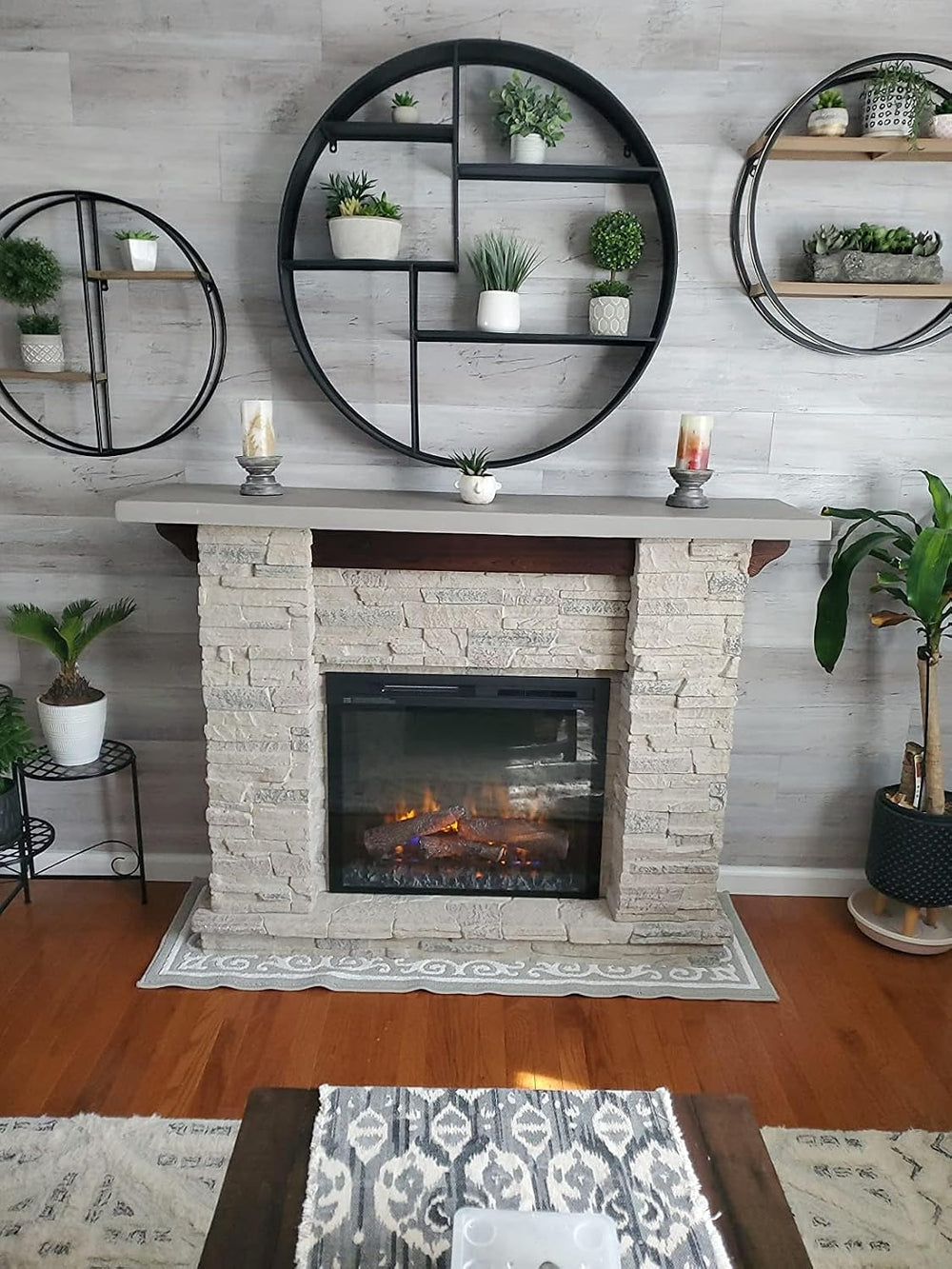 Dimplex Featherston Electric Fireplace with Mantel Surround Package | Pine wi...