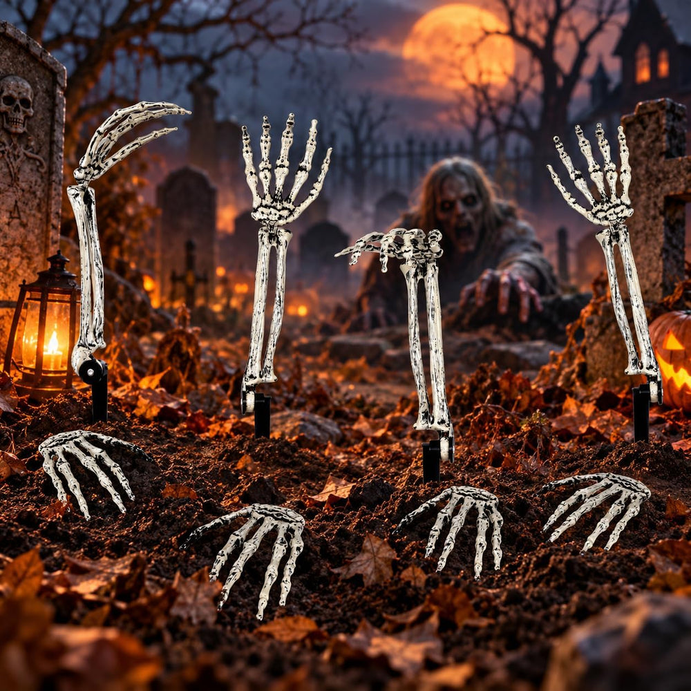 12 PCS Halloween Skeleton Hands Arms Stakes, Realistic Groundbreaker Skeleton...