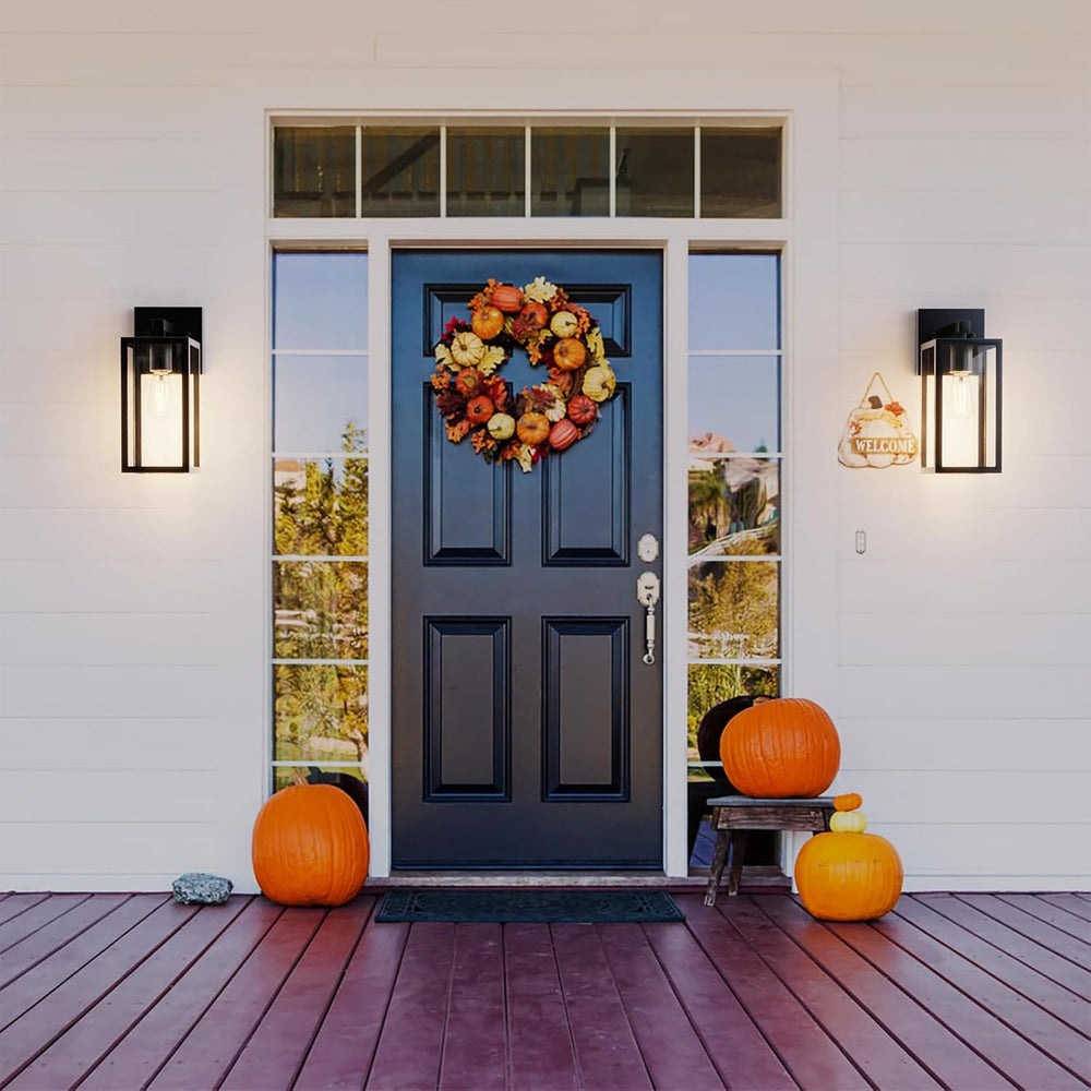 Kalium Porch Lights Outdoor Wall Light Fixture, Matte Black Wall Sconce | Tou...